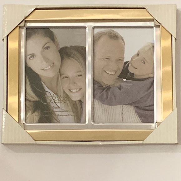 Fetco Home Design Other - 4 x 6 Dbl Gold Striped With Silver Picture Frame